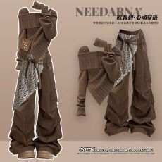 批发美拉德废土风针织毛衣早秋穿搭一整套西部牛仔风又酷又飒套装<b class='q'>工装</b>