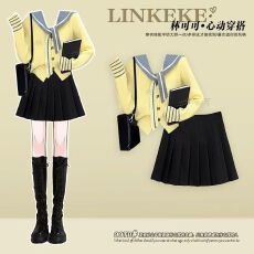 批发2025<b class='q'>秋</b>季新款韩系学院风穿搭长袖针织开衫搭配气质百褶短裙两件套