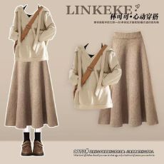 批发<b class='q'>秋</b>季2025年女装套装美式新款复古宽松慵懒风卫衣搭显半身裙两件套