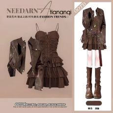 批发大码<b class='q'>秋</b>季绝美套装女减龄显瘦撞色外套搭配设计感吊带连衣裙两件套