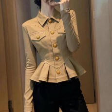 批发韩系慵懒chic高级感超好看时尚洋气时髦小香风树莓粉收腰外套<b class='q'>秋</b>季