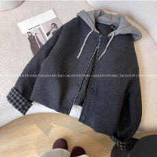 批发连帽加厚短外套2025秋冬季新款气质<b class='q'>通勤</b>风设计感休闲百搭棉服上衣