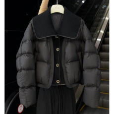 批发黑色短款泡芙<b class='q'>通勤</b>风秋冬季2025新款爆款小个子韩系高级感棉服外套