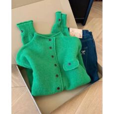 批发小个子韩系立领软糯针织开衫女秋冬高级感慵懒风减龄显瘦长袖上衣