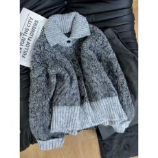 批发法式复古撞色高领<b class='q'>开衫</b>毛衣外套<b class='q'>女</b>秋冬季废土风慵懒宽松软糯<b class='q'>针织衫</b>