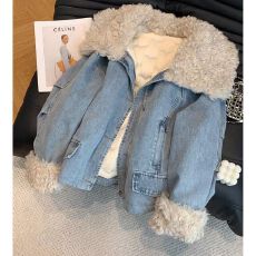 批发高级感时尚洋气两件套女冬季长袖棉服外套<b class='q'>牛仔</b><b class='q'>套装</b>阔腿裤港风穿搭