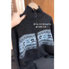 批发大码韩系立领针织开衫女秋<b class='q'>冬</b>高级感新款胖mm显瘦遮肉别致长袖上衣