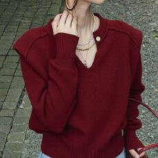 批发小个子时髦气质v领设计感毛衣女秋<b class='q'>冬</b>新款软糯百搭显瘦长袖针织衫