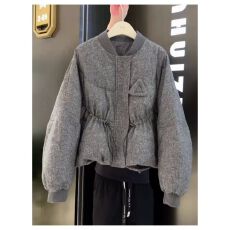 批发小个子轻奢洋气高级感灰色收腰棉服女巨好看冬装<b class='q'>短款</b>显瘦厚外套潮