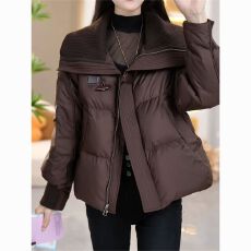 批发大码女装<b class='q'>韩版</b>时尚翻领棉服女2025冬季新款宽松加厚保暖棉衣外套潮