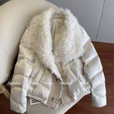 批发羊羔毛拼接大翻领保暖羽绒服女冬季新款高级感韩版小个子加厚外套