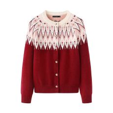 批发2025秋冬新品撞色针织<b class='q'>毛衣</b>女收腰<b class='q'>荷叶边</b>修身显瘦法式复古风上衣潮