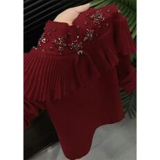 批发法式复古高级感<b class='q'>荷叶边</b>针织衫女秋冬新款大码胖MM气质百搭显瘦<b class='q'>毛衣</b>