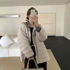 批发<b class='q'>韩版</b>时尚慵懒风针织帽棉服外套秋冬大码女装胖MM宽松保暖休闲棉衣