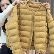 批发小个子<b class='q'>韩版</b>超好看棉服女冬季高级感新款极简风圆领短款保暖外套潮