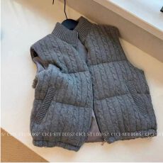 批发灰色针织立领无袖夹棉马甲女<b class='q'>冬</b>2025新款气质小众保暖叠穿短款背心
