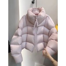 批发<b class='q'>韩版</b>温柔风粉色短款棉服女冬季新款立领加厚保暖小个子面包服外套