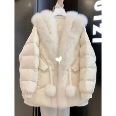 批发大码韩系穿搭甜美毛领棉服女<b class='q'>冬</b>季高级感超好看减龄显瘦白色棉服潮