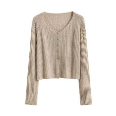 大码女装法式V领针织衫早秋2025新款胖mm宽松慵懒风开衫上衣上衣