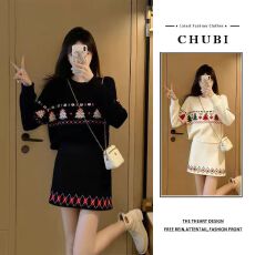 批发<b class='q'>欧洲站</b>时髦休闲一整套女2026冬季新款针织毛衣收腰显瘦短裙两件套