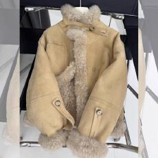 批发<b class='q'>秋</b>冬季加厚2026新款爆款卡其色立领皮毛一体小个子短款设计感外套