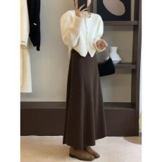 批发时尚气质高腰半身裙女<b class='q'>秋</b>季2025新款松紧腰显瘦法式垂感A字长裙子