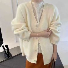 批发韩系慵懒风毛茸茸外套女装<b class='q'>秋</b>季高级感漂亮温柔减龄百搭长袖毛衣潮