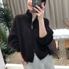 批发<b class='q'>秋</b>冬女装高端圈圈颗粒感外套慵懒风暗坑高领双拉链设计感毛衫外套