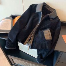 批发韩系拼皮翻领夹克外套女秋季设计感潮小众气质超好看显瘦长袖上衣