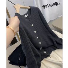 批发2025秋冬新款高级感显瘦洋气长袖针织开衫女大码慵懒宽松减龄上衣