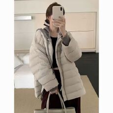 批发韩版时尚慵懒风针织帽棉服外套秋冬大码女装胖MM宽松保暖休闲棉衣