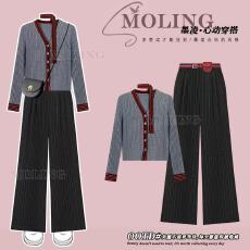 批发冬季穿搭一整套女新款韩系设计感时髦气质毛衣高级感休闲裤两件套