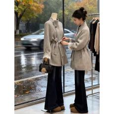 批发韩系巨好看拼接纯色中长款外套女秋冬2025新款高级感小众时尚上衣