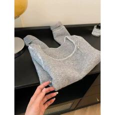 批发时尚洋气灰色针织衫女蝴蝶结外穿毛衣<b class='q'>秋</b>冬季慵懒风高级设计感上衣