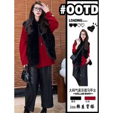 批发冬季一整套穿搭高级感红色圣诞毛衣韩系学院风背带连衣裙显瘦套装