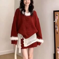 批发秋季温柔系穿搭女2026韩版<b class='q'>甜美</b>减龄针织开衫显瘦短裙披帘三件套装