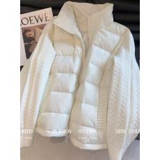 批发<b class='q'>甜美</b>风针织袖拼接立领棉服外套女简约通勤风小个子修身休闲面包服