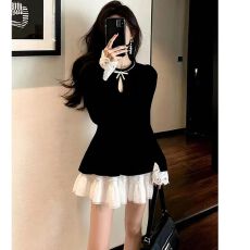 批发小个子2026冬季新款<b class='q'>裙</b>子女新年高端精致富家千金黑色礼服连衣<b class='q'>裙</b>潮