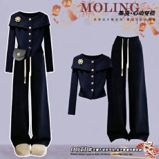 批发冬季穿搭一整套<b class='q'>女</b>2025新款高级感显瘦针织毛衣搭休闲裤两件套