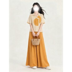 批发大码女装<b class='q'>胖</b><b class='q'>mm</b>夏日巨好看穿搭套装新中式国风改良上衣阔腿裤两件套