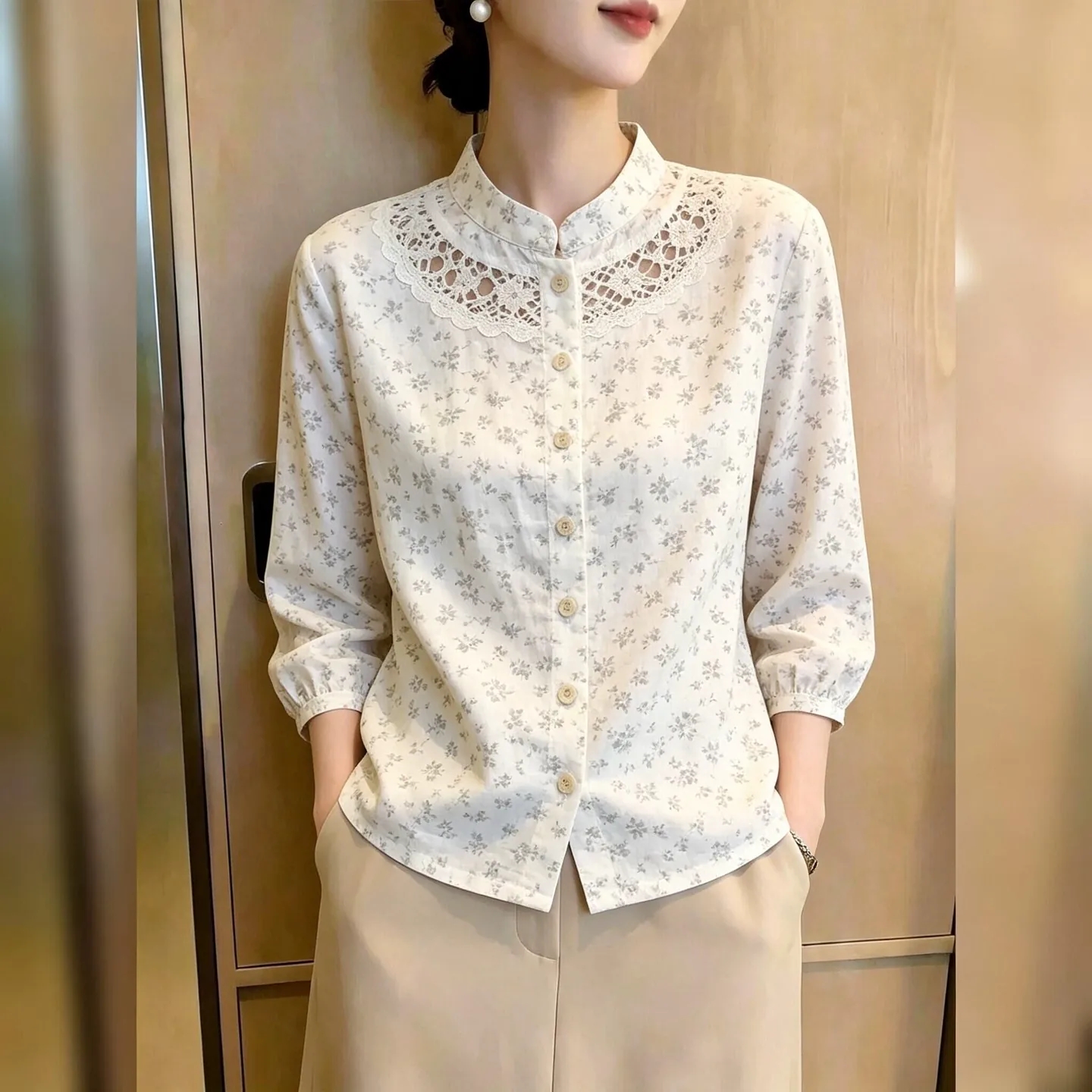 BY32592# 小众碎花衬衫...