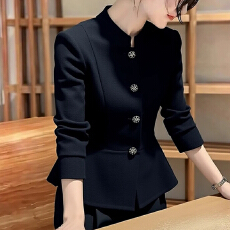 批发小香风高级感黑色西装外套<b class='q'>女</b>2026春秋季新款韩系通勤百搭<b class='q'>西服</b>上衣