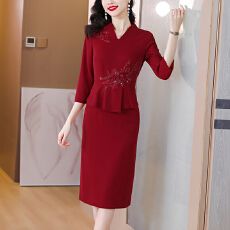 批发年轻款高端品质大码旗袍女2025年春季新款简约范大气喜婆婆妈妈装