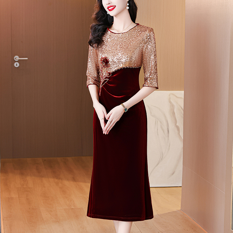 RY751# 喜婆婆婚宴装2025新款结婚妈妈气质高级感迎宾礼服连衣裙