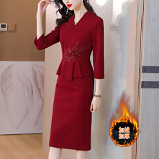 批发加绒加厚高贵改良<b class='q'>旗袍</b>2025年秋冬款洋气准婆婆丈母娘婚宴<b class='q'>连衣裙</b>