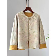 批发新中式撞色<b class='q'>外套</b>年轻款双面穿唐装改良宽松长袖国风缎面上衣高级感