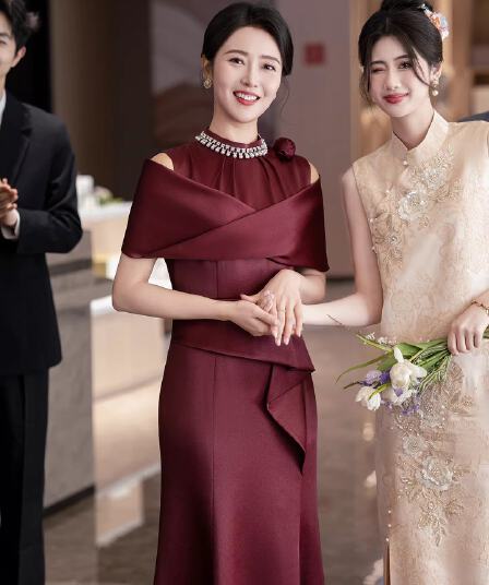 안녕하세요. 시어머니 결혼 연회 예복 보통 웨어러블 빛 럭셔리 고급 센스 결혼 안녕하세요. 서비스 어머니 드레스 드레스