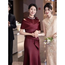 批发喜婆婆婚宴礼服平时可穿轻奢高级感结婚喜服妈妈装<b class='q'>连衣裙</b>