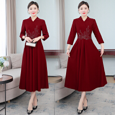 批发婚礼妈妈礼服高贵改良旗袍2026年秋款洋气准婆婆丈母娘婚宴<b class='q'>连衣</b>裙