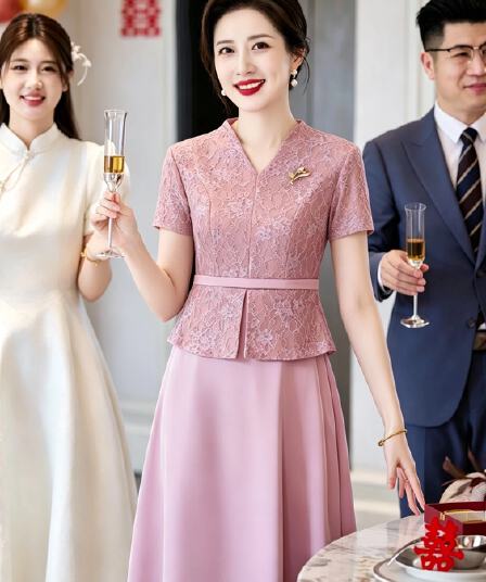 안녕하세요. 엄마 고급 빛 럭셔리 고급 센스 결혼 연회 예복 작은 키 보통 웨어러블 위엄있는 대기 영 안녕하세요. 시어머니